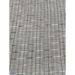 Vintage Beige & Brown Checkered Fabric 19" x 44" Cotton Material Sewing & Crafts